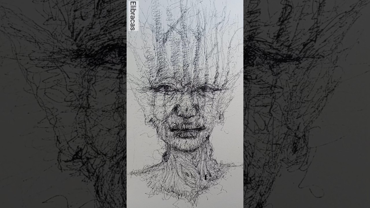 Drawing from Imagination With EXTREME flowing Lines #portrait #scribbles #drawing #shorts