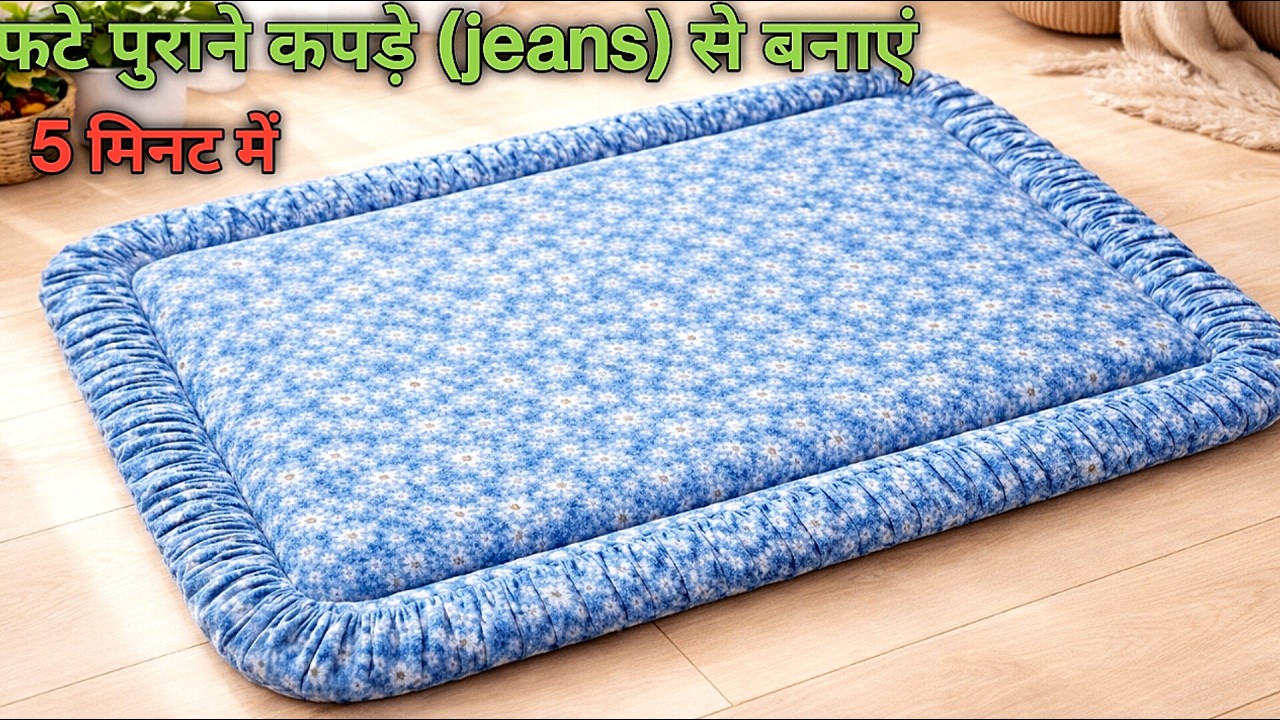 5 मिनट में/फेंकी हुई जींस से ऐसा डोरमेट?doormat making at home/how to make doormat with waste cloth