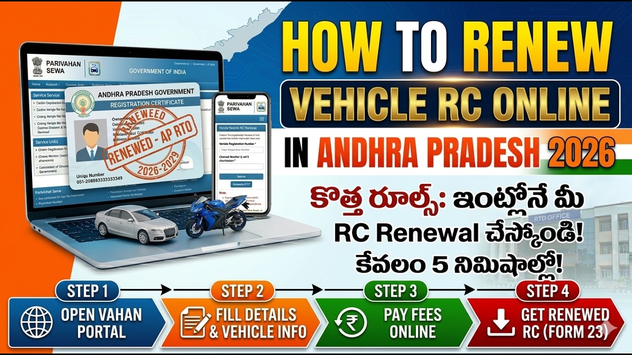 How to Renew Vehicle RC Online in Andhra Pradesh 2026 | AP RC Renewal Process in Vahan RTO Portal