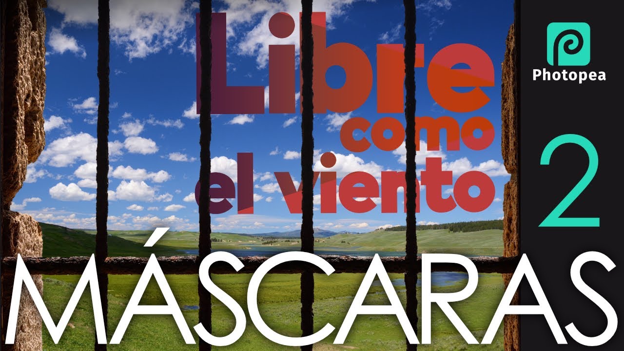 🎭Cambiar fondo de imagen con máscara + añadir degradado con forma a un texto. #Photopea🤩