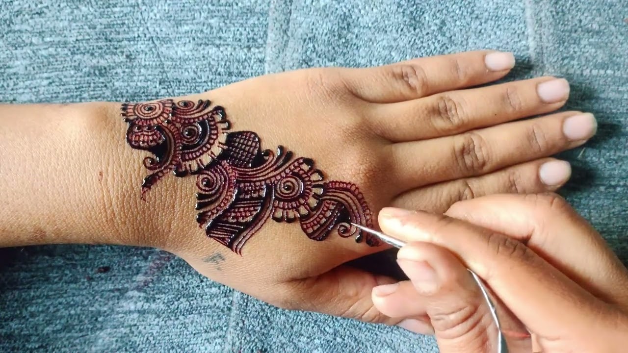 New stylish mehandi design and red con mehandi designs and back hand mehandi design.#arabic 