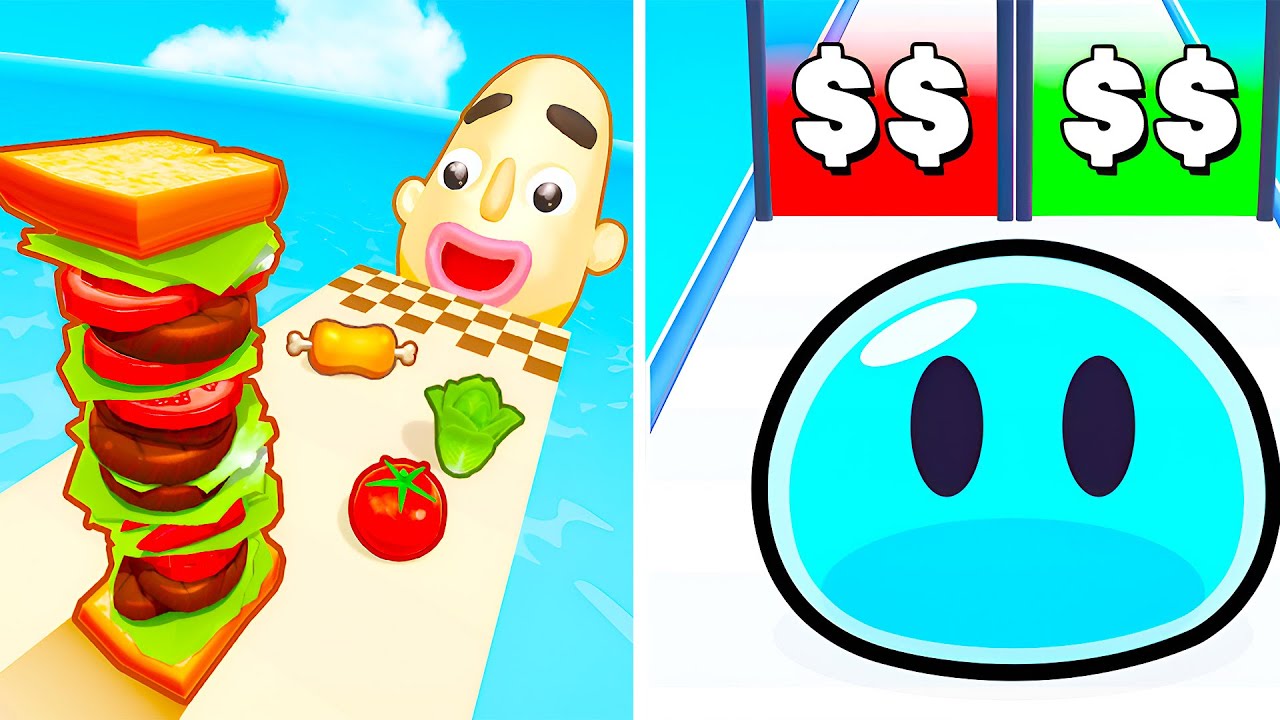 Sandwich Runner VS Slime Run Race 🥪🟢 All Levels Max Update Walkthrough Mobile NEW Gameplay S9RX