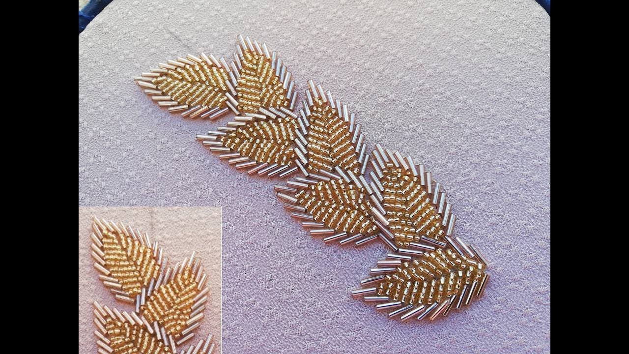 hand embroidery,borderline Embroidery with long beads.