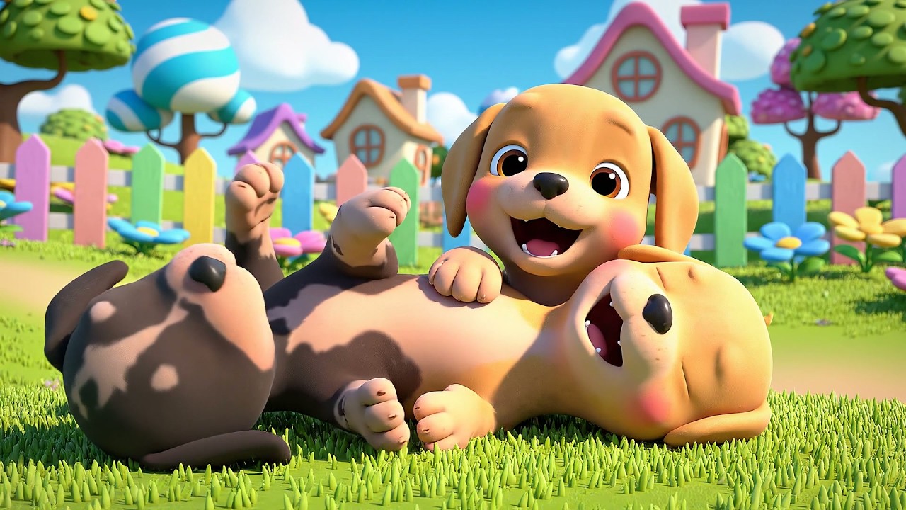 Cinco Cachorros Peludos y Traviesos Menean la Cola | Canciones de Perros y Rimas Infantiles