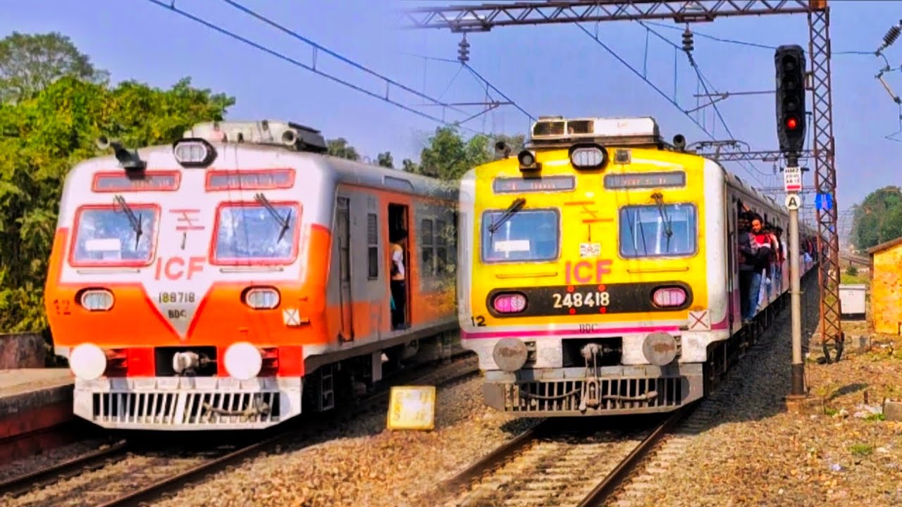 🚆 Crazy ICF Emu Local Trains Crossing & Spotted At Busy Hindmotor Railway Station । Indian Railways 