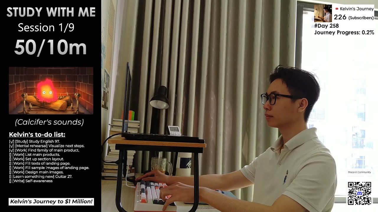 #Day258 Study with me |🍅 9 hours live pomodoro 50/10m🔥Kelvin's Journey to $1Million💰