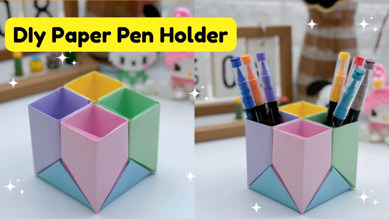DIY EASY AND CUTE HOMEMADE PEN HOLDER /  Paper Pencil Stand / SCHOOL Supplies / Paper Pen Stand