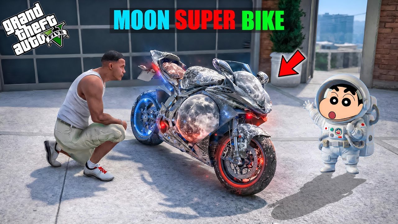 GTA 5 : Franklin & Shinchan Collecting RARE MOON SUPER BIKE In GTA 5! (GTA 5 Mods)