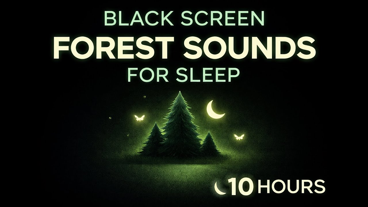 Black Screen Forest White Noise for Sleep – No Light, 10 Hours
