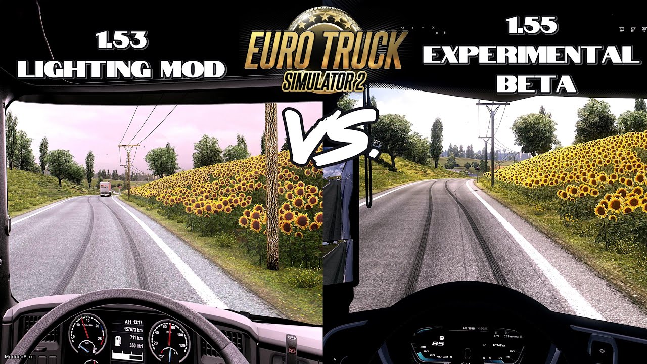 ETS2 1.55 EXPERIMENTAL BETA Vs. ETS2 1.53 SNOWY MOON Lighting Improvements Mod RTX 4090