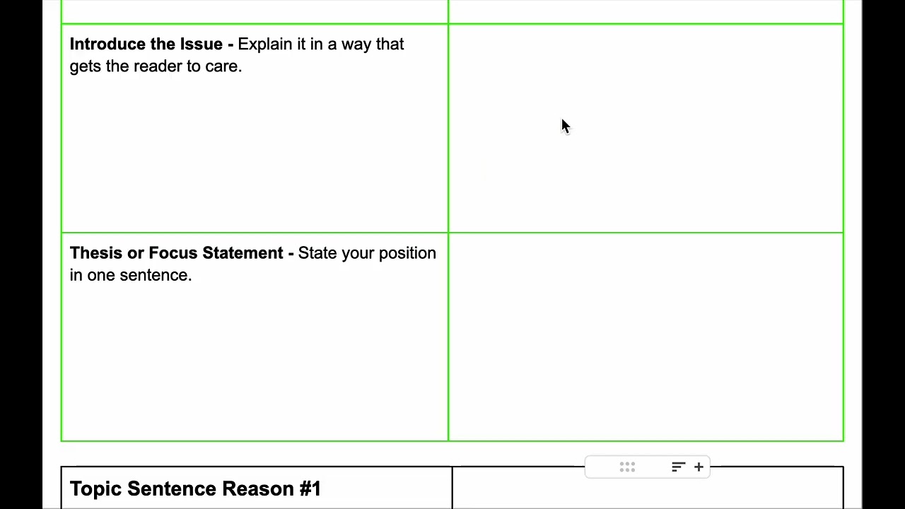 Argument Writing Template Video