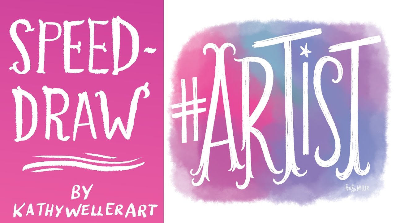 Time Lapse Drawing | Kathy Weller Art | Photoshop Speed Draw | Lettering in Photoshop