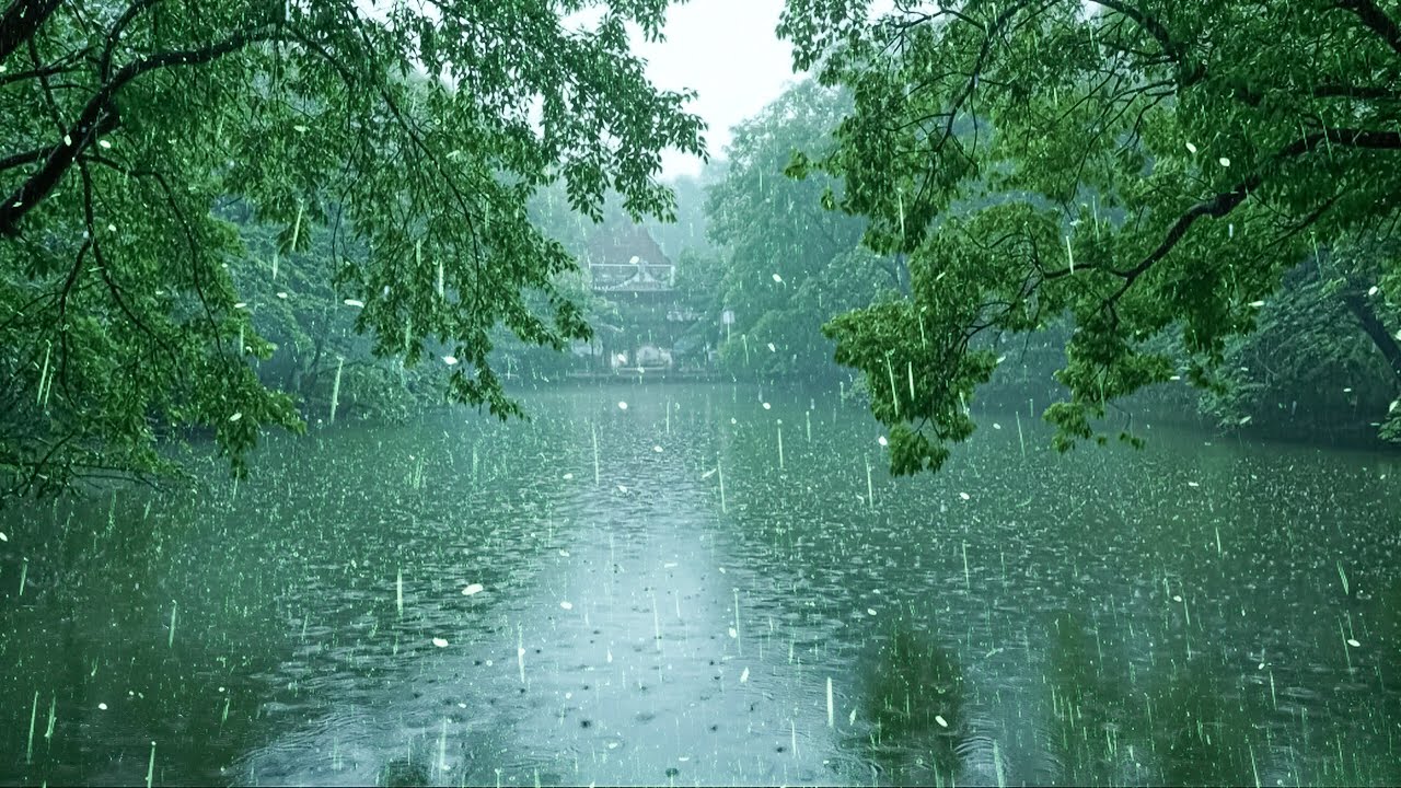Gentle Rain Falling on Beautiful Lake | ASMR Forest Rain Sounds for Deep Sleep & Rest