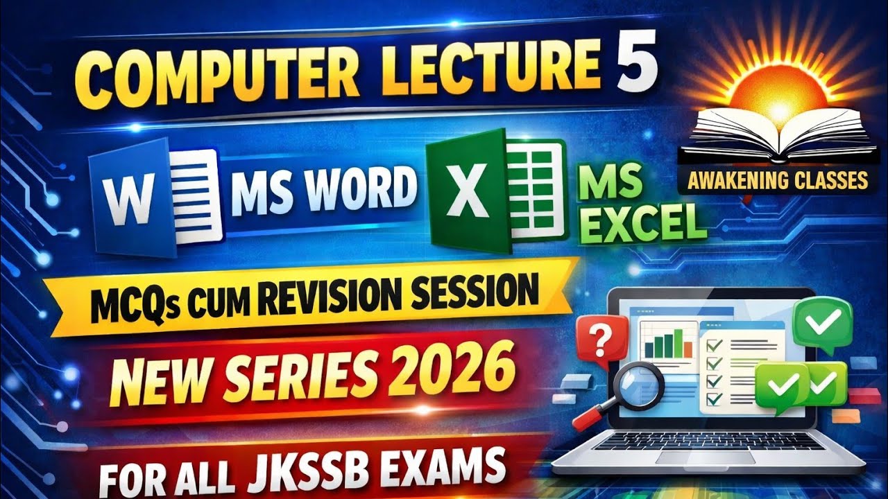 MS WORD | MS EXCEL | MCQS CUM REVISION SESSION | COMPUTER | JKSSB |