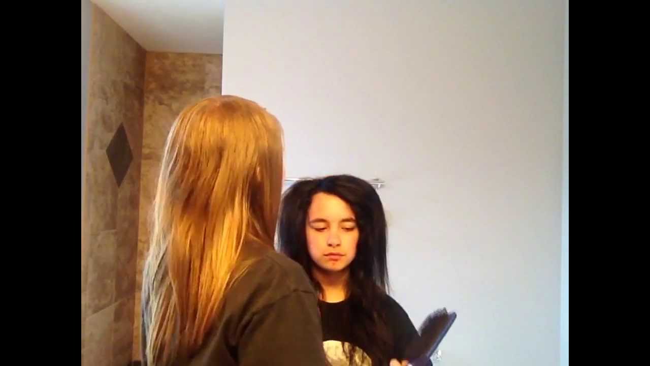 My friend does my emo style hair!!