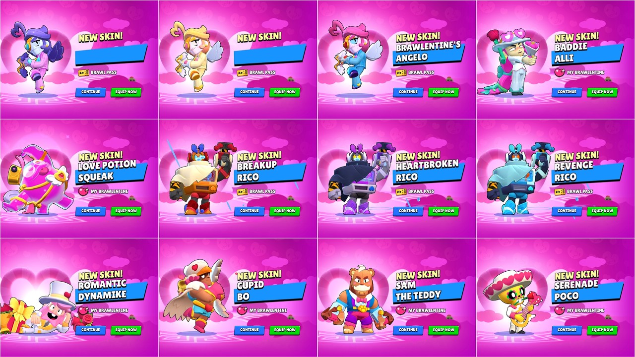 Brawl Stars All Brawlentine Skins Unlock Animations