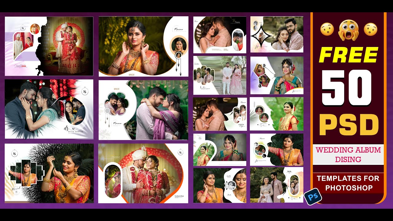 Wedding Album Cover Free PSD | 12x18 Cover PSD Front & Back cover design | WEDDING ALBUM DESIGN 2025