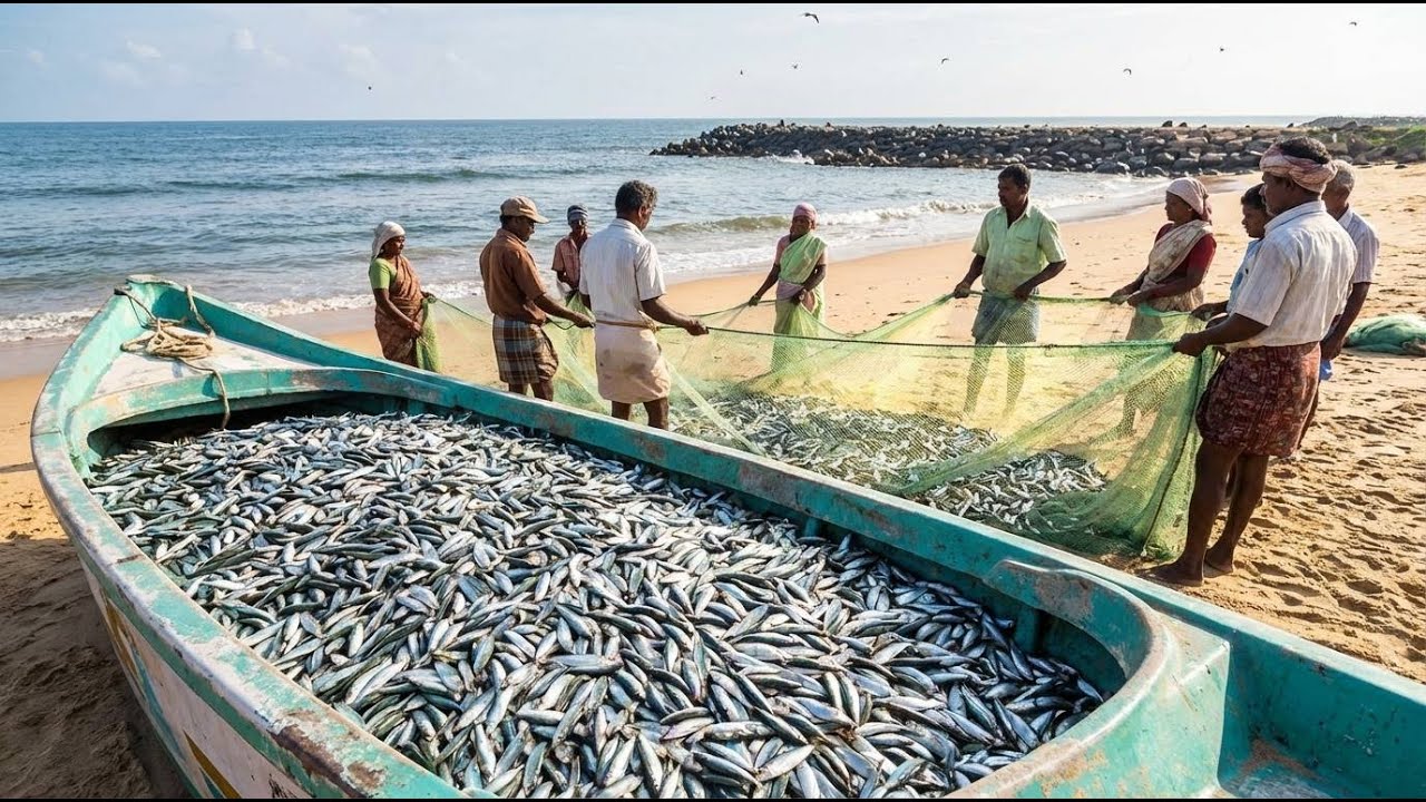 The Jackpot Catch! 💰 700KG Net Haul Creates Chaos in the Village