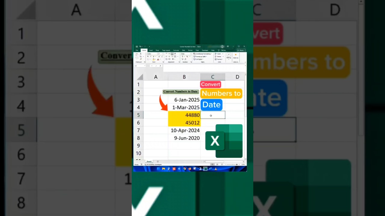 How to convert Numbers to Date in Excel | Numbers to Date. #exceltips