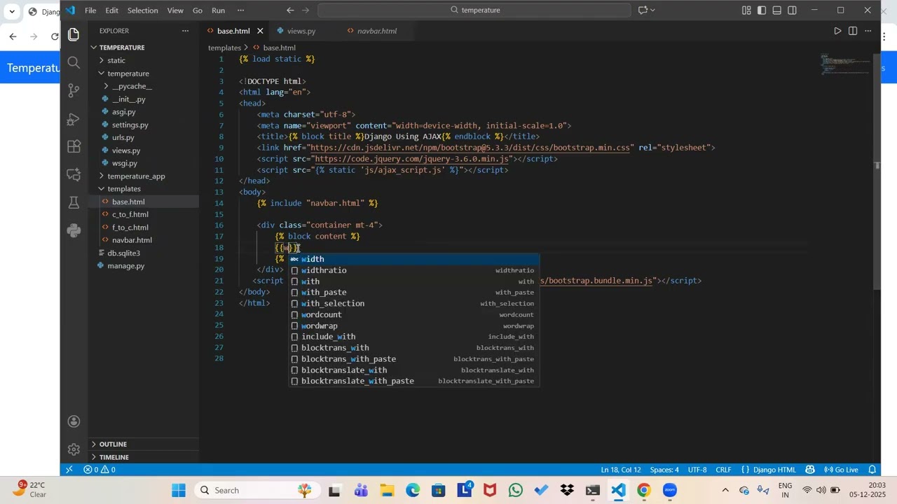 Temperature Application in Django
