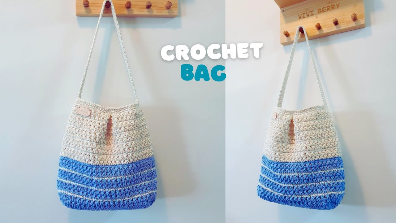 How to Crochet Bucket Bag | Crochet Shoulder Bag Step by Step for Beginners | Vivi Berry Crochet