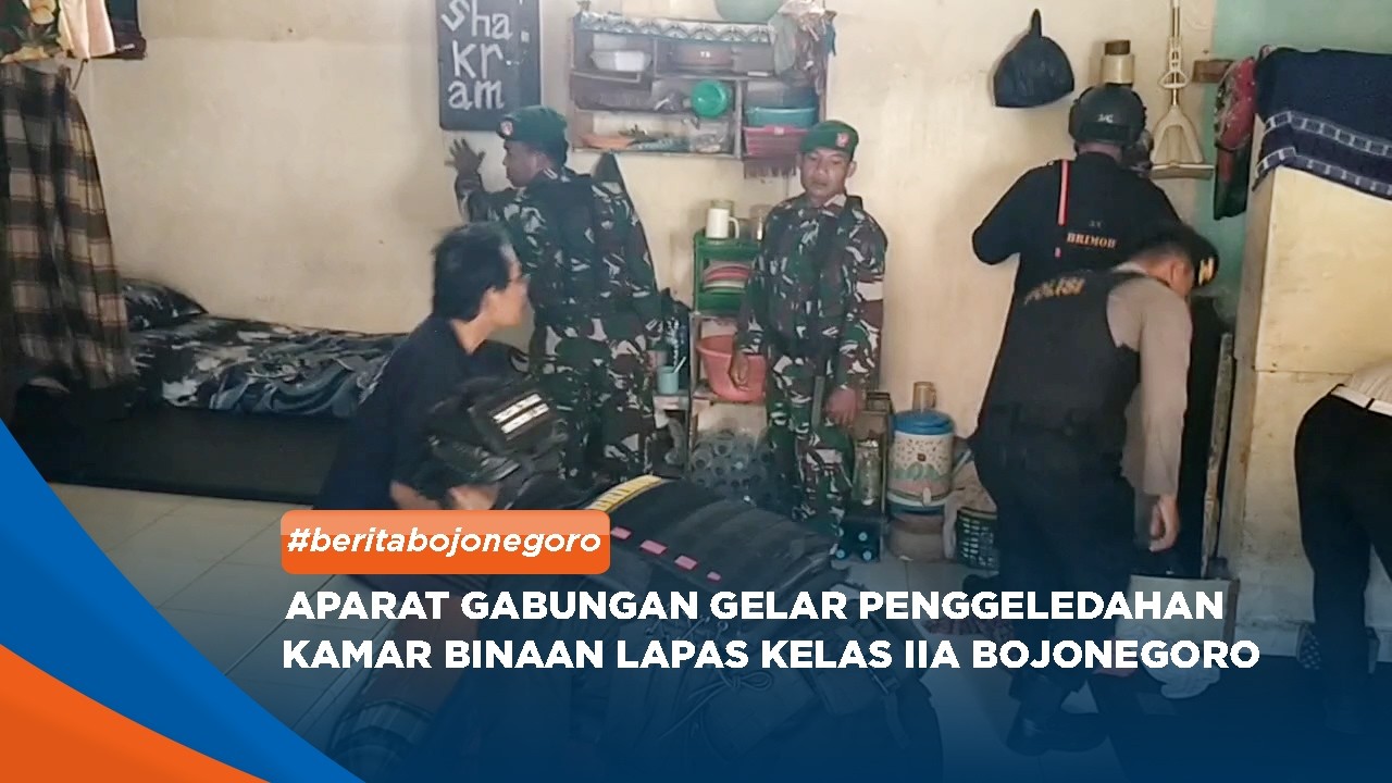 BOJONEGORO - Aparat Gabungan Gelar Penggeledahan Kamar Binaan Lapas Kelas IIA bojonegoro