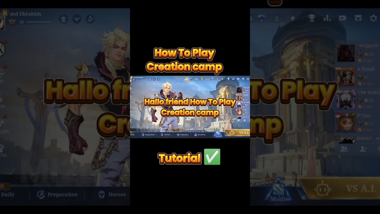 How To Play Creation camp  Tutorial Mobile legends #ml2b #mobilelegends #creation
