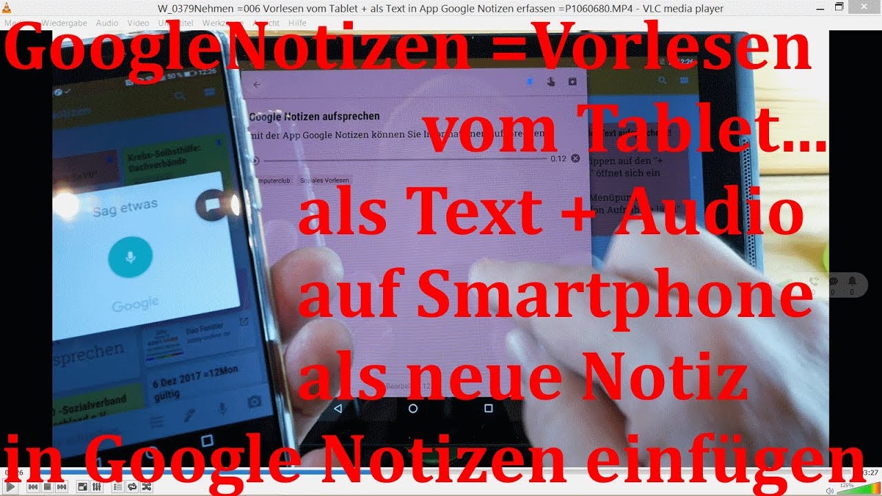W_0379 =Vorlesen vom Tablet + als Text in App Google Notizen erfassen