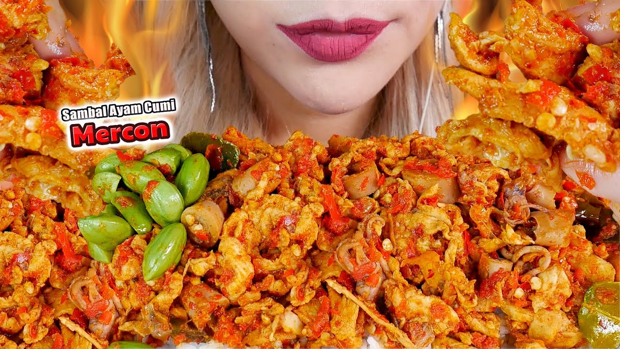 PEDES NIKMAT😋🔥 ASMR OSENG AYAM & SAMBAL CUMI PETE MERCON💥 SPICY CHICKEN AND BABY SQUID🌶