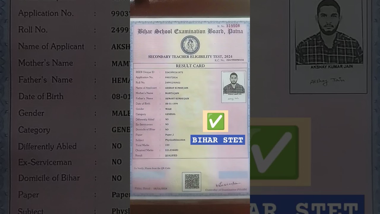 BIHAR STET PHYSICAL EDUCATION 2024 QUALIFIED