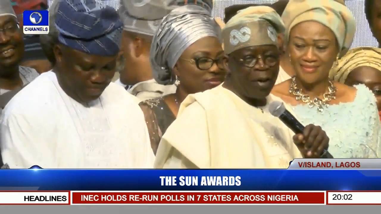 Bola Tinubu Recieves Sun Man Of The Year Award,Gives Speech