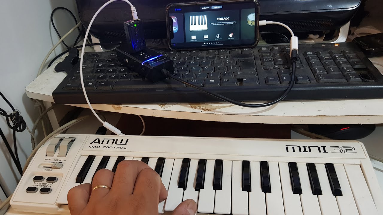 Controlador amw mini 32 no iPhone usando GarageBand