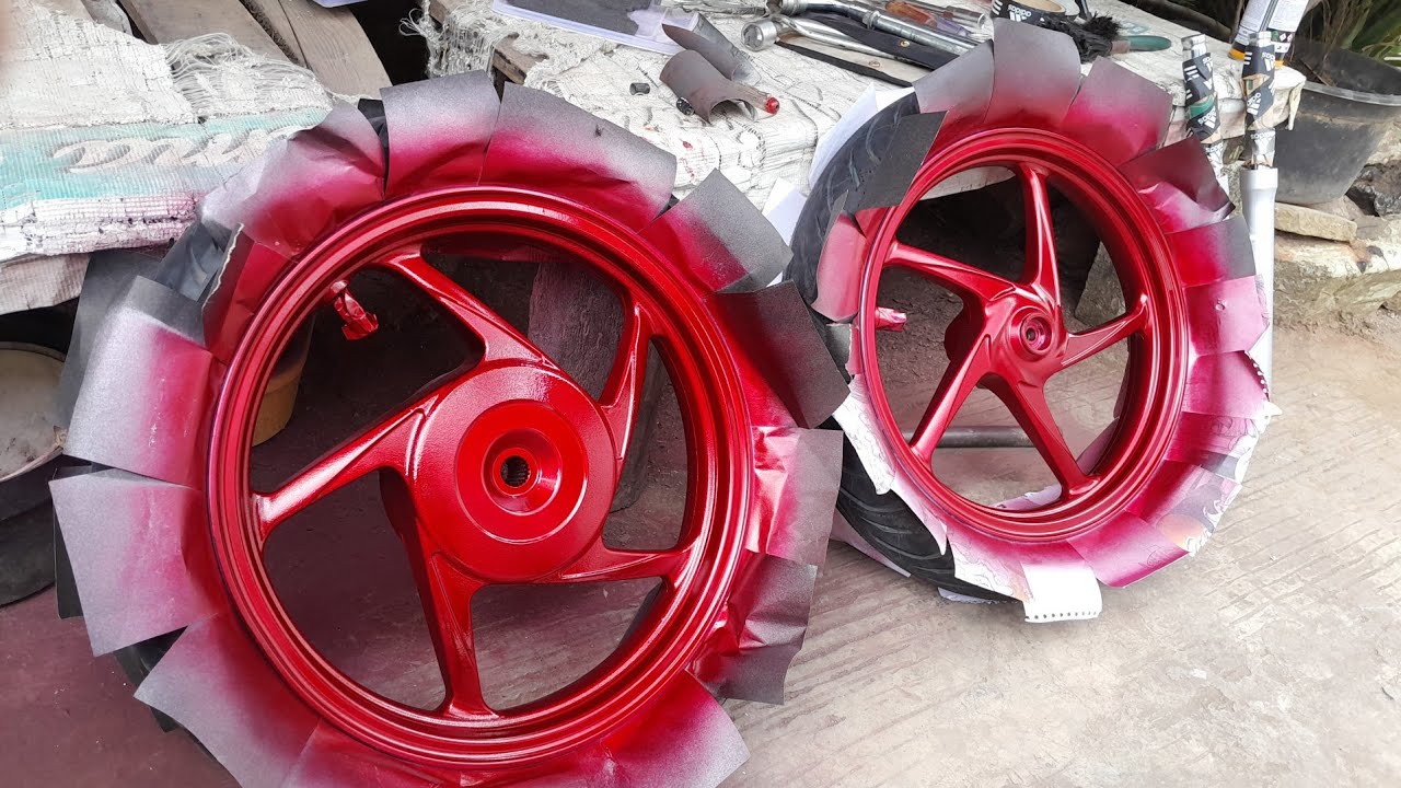 Proses Pembongkaran & Pengecatan Velg Honda Vario 110 fi Warna Diton Premium Candy Tone Red