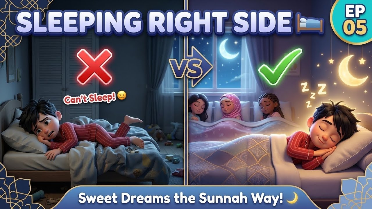 Sleeping on Right Side 🛏️ | Beautiful Bedtime Sunnah | Prophet Muhammad ﷺ EP05 | Islamic Kids