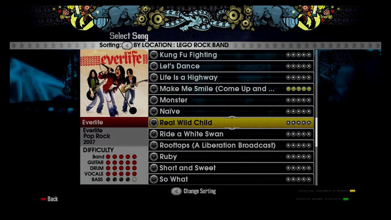 Lego Rock Band songlist