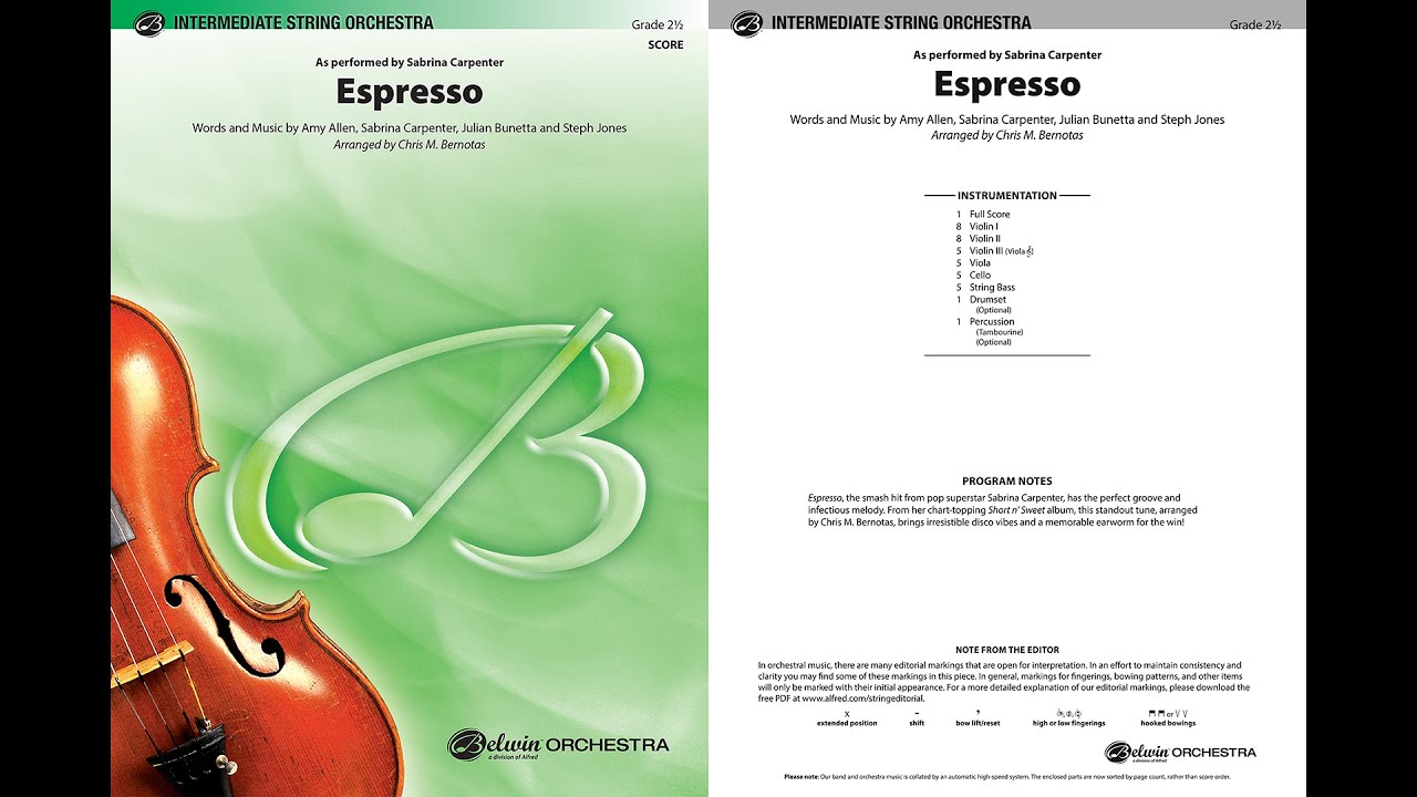 Espresso, arr. Chris M. Bernotas – Score & Sound