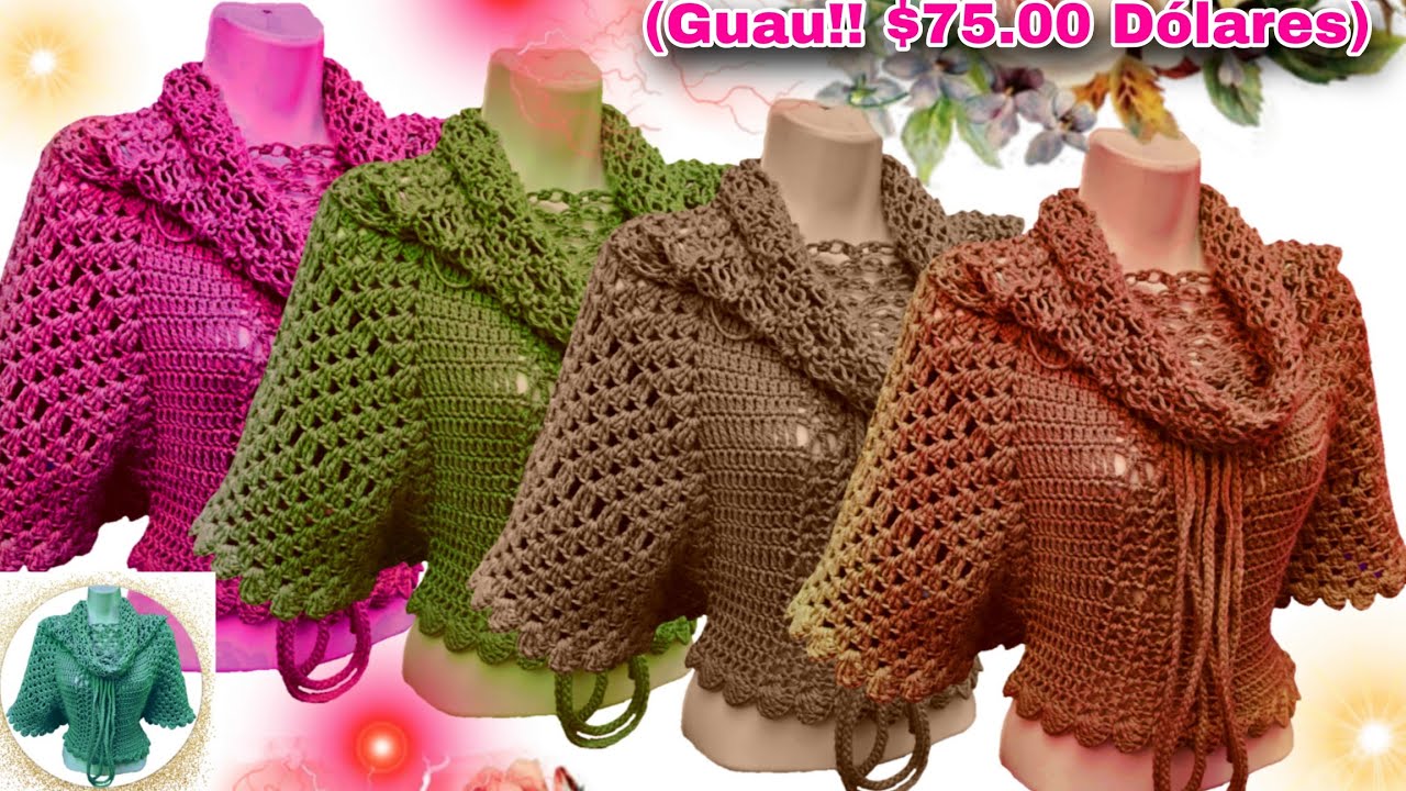 ⛔️ Guau!! Se VENDEN cómo PAN CALIENTE Ponchos a CROCHET que VALEN hasta $75.00 DÓLARES 😱