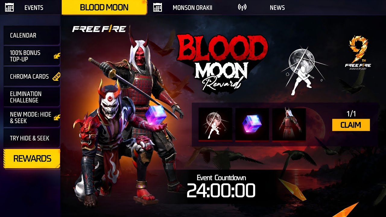 ZOMBIE SAMURAI🤩BLOODMOON EVENT ALL FREE REWARDS | FREE FIRE NEW EVENT | FF NEW EVENT BD SERVER