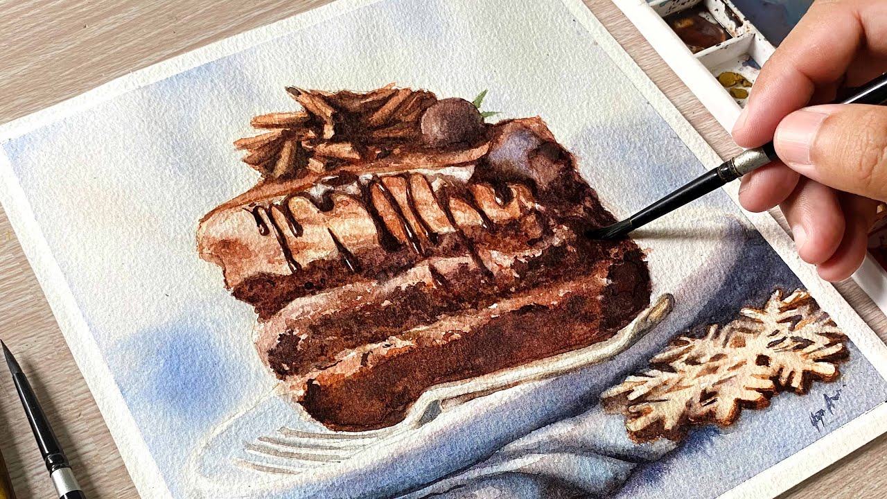 Painting Chocolate Cake in Watercolor