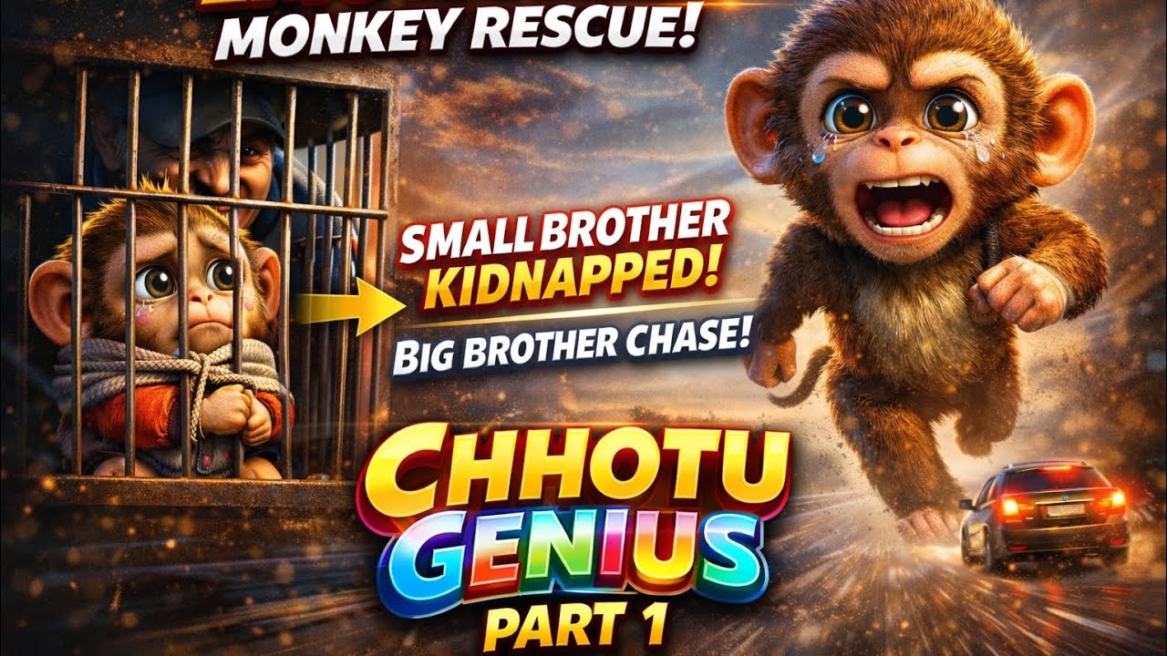 Monkey Brothers Emotional Rescue Story 🐒💔 | Chhotu Genius Part 1 | AI Cartoon Short Film