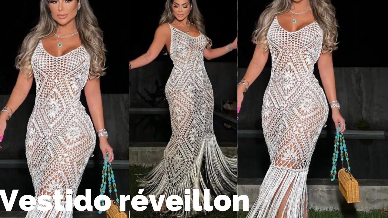 Vestido réveillon crochê/Aula 1 MOTIVOS todos os tamanhos P/ M/ G/ GG