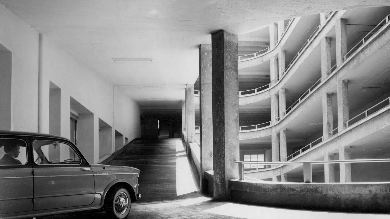 Garage delle Nazioni, architettura del garage più scenografico di Milano. Antonio Cassi Ramelli