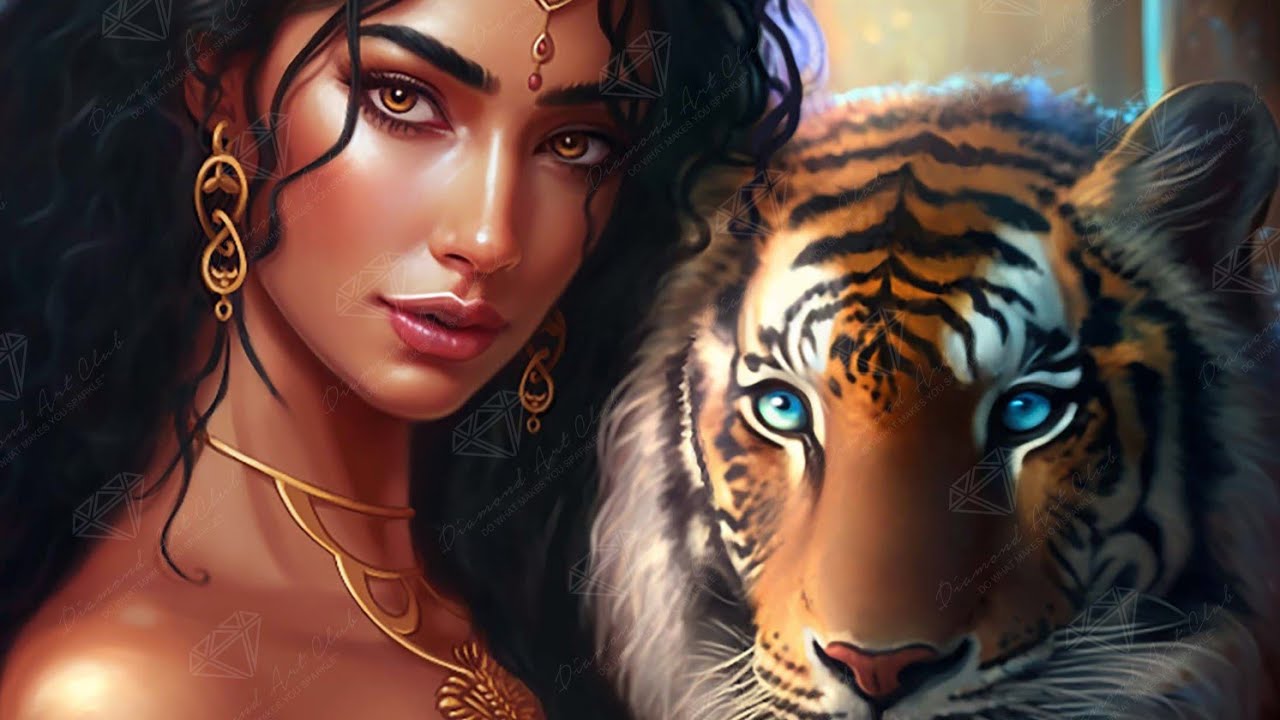 Unboxing Diamond Art Club A Goddess and Her Tiger by Auclair Studios