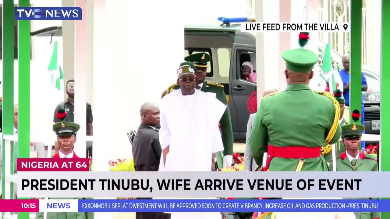 #NigeriaAt64 | President Tinubu, Wife Arrives Venue Of Event