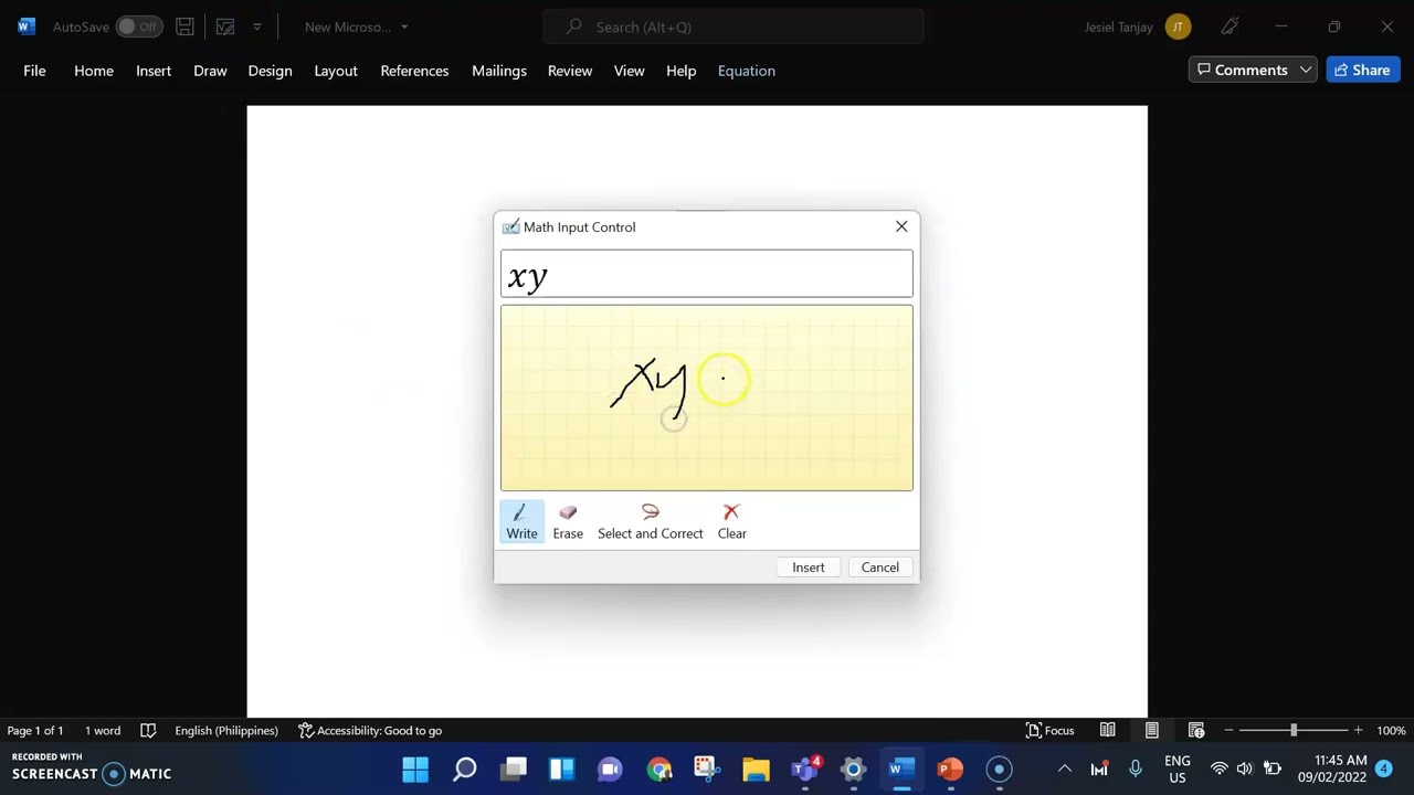 Math Input Panel in Windows 11