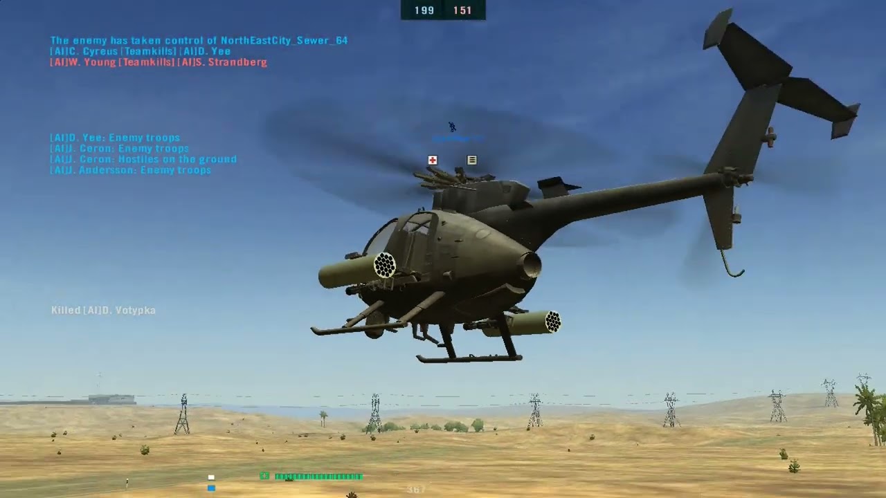 Battlefield2: "Urban Raid" with one of my Littlebird addons - visual identification before each kill