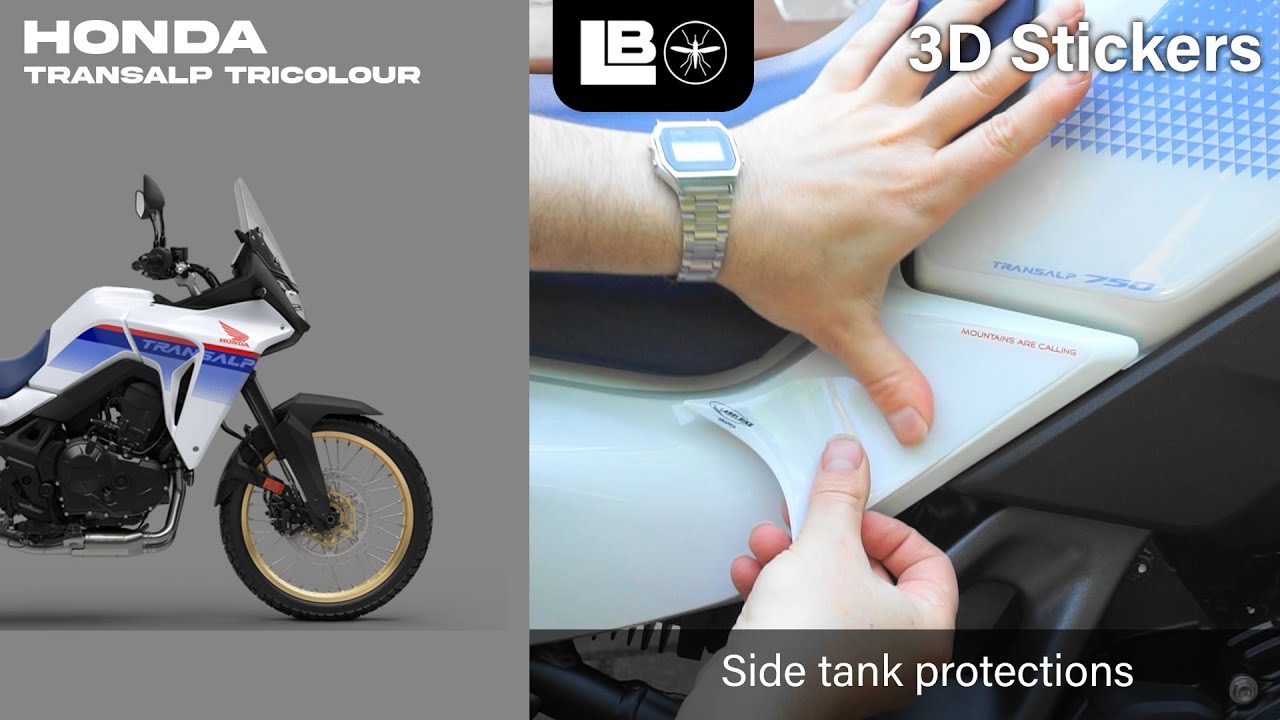 LabelBike® 3D STICKERS Side protections compatible with Honda Transalp Tricolour Motorcycle