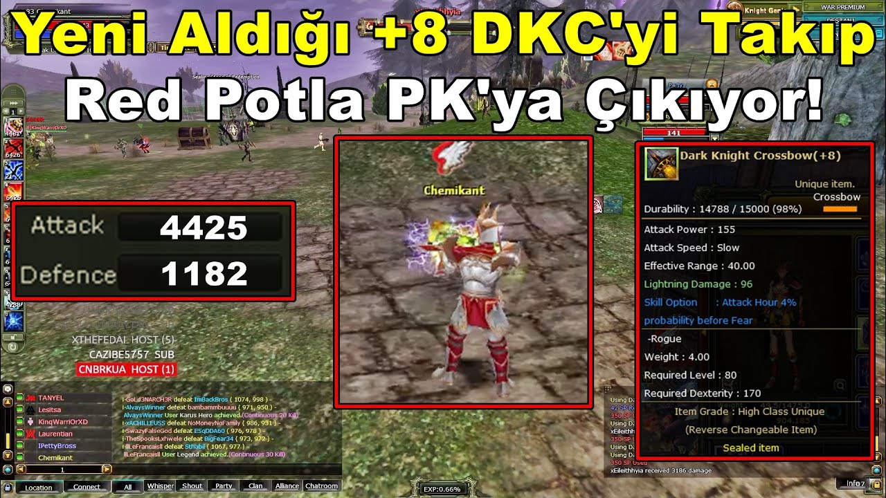 Chemikant - Yeni Aldığı +8 DKC'yi Takıp | Red Potla 4425 AP'ye Ulaşıp PK Atıyor! | Knight Online