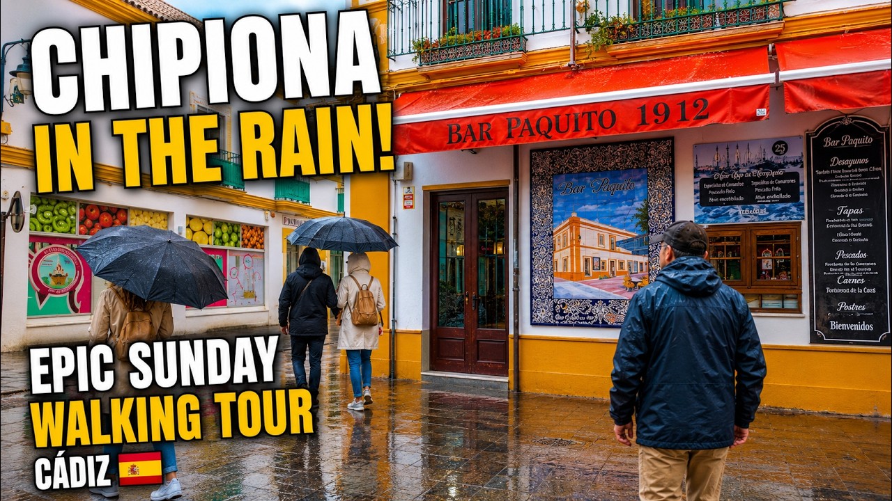 🚶🏼📹 Chipiona Rainy Sunday Walking Tour, Cádiz, Andalusia, Spain - 4K Video
