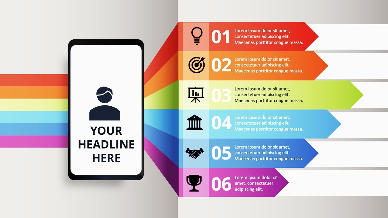 Create 6 Colorful Options Infographic Slide in PowerPoint | Table of Content Slide